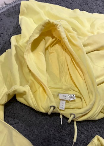 Sarı Kapüşonlu Kadın Sweatshirt - Görsel 6