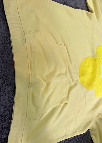 Sarı Kapüşonlu Kadın Sweatshirt - Görsel 4