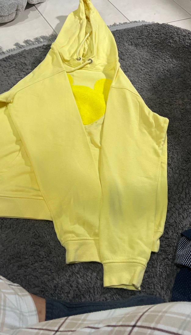 Sarı Kapüşonlu Kadın Sweatshirt - Görsel 3