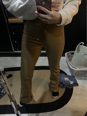 xs Beden camel Renk Zara deri pantolon