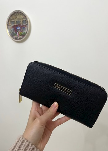 Jimmy Choo Siyah Deri Fermuarlı Kadın Cüzdanı - Görsel 5