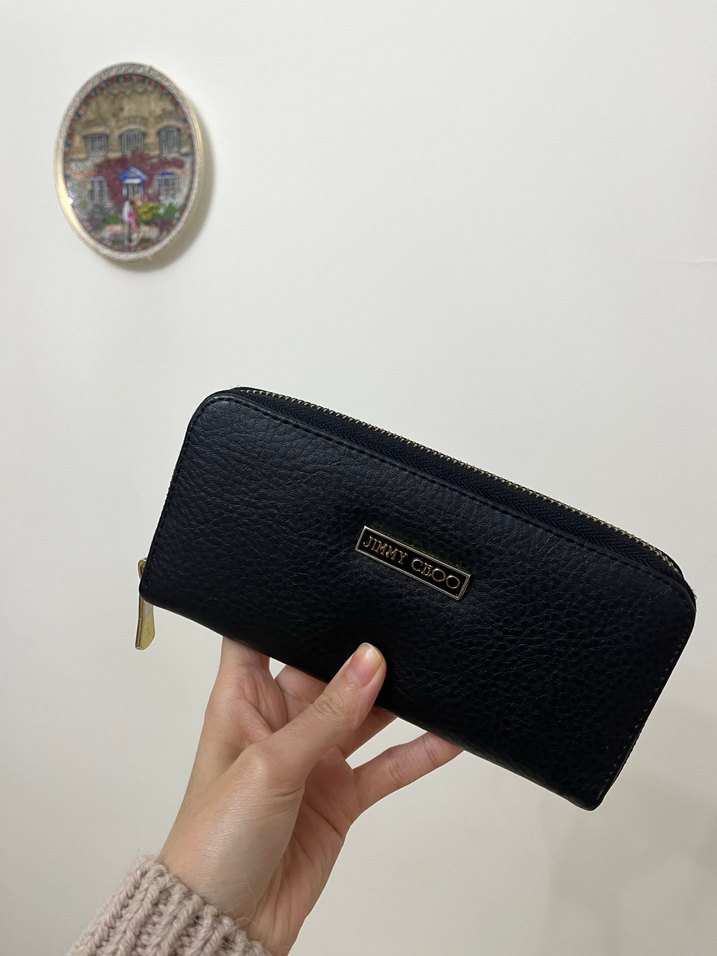Jimmy Choo Siyah Deri Fermuarlı Kadın Cüzdanı - Görsel 5