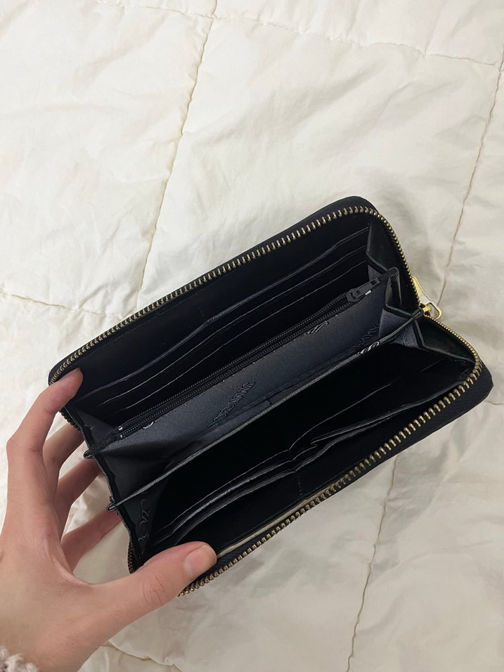 Jimmy Choo Siyah Deri Fermuarlı Kadın Cüzdanı - Görsel 2