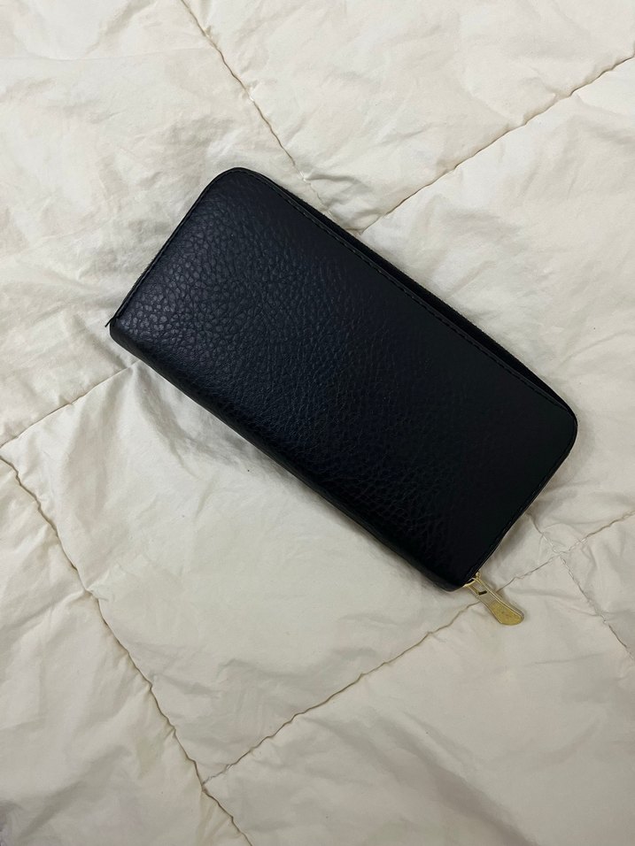 Jimmy Choo Siyah Deri Fermuarlı Kadın Cüzdanı - Görsel 4