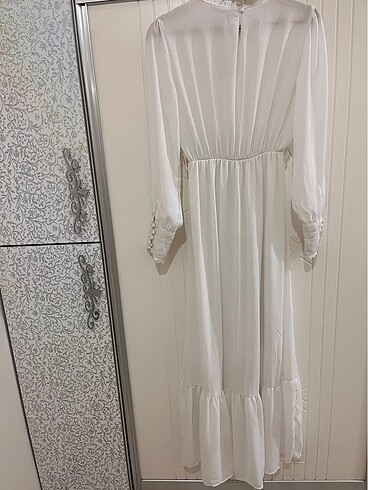 xl Beden beyaz Renk Tesettür Beyaz Elbise