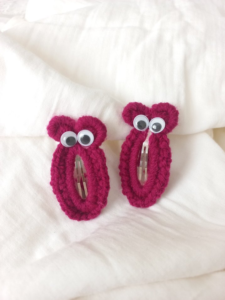 Örgü Fuşya Renkli Çocuk Toka Seti - Görsel 3