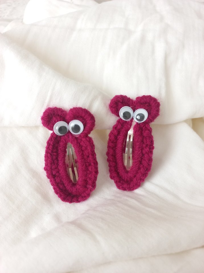 Örgü Fuşya Renkli Çocuk Toka Seti - Görsel 2