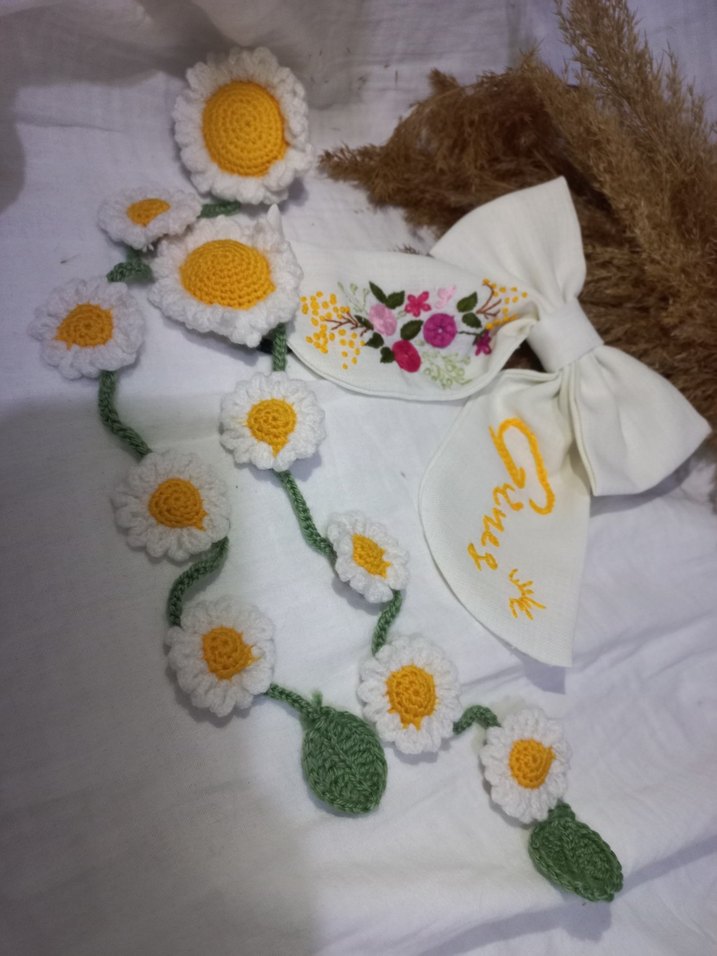 El Yapımı Bohem Papatya Motifli Kolye - Görsel 3