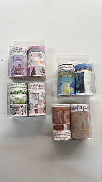 Tasarımlı desenli kâğıt bant seti washi tape