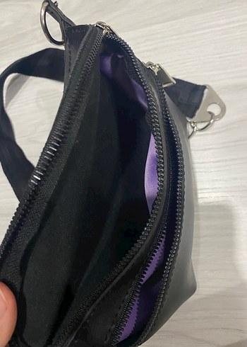 Siyah Deri Bel Çantası Kadın - Görsel 3