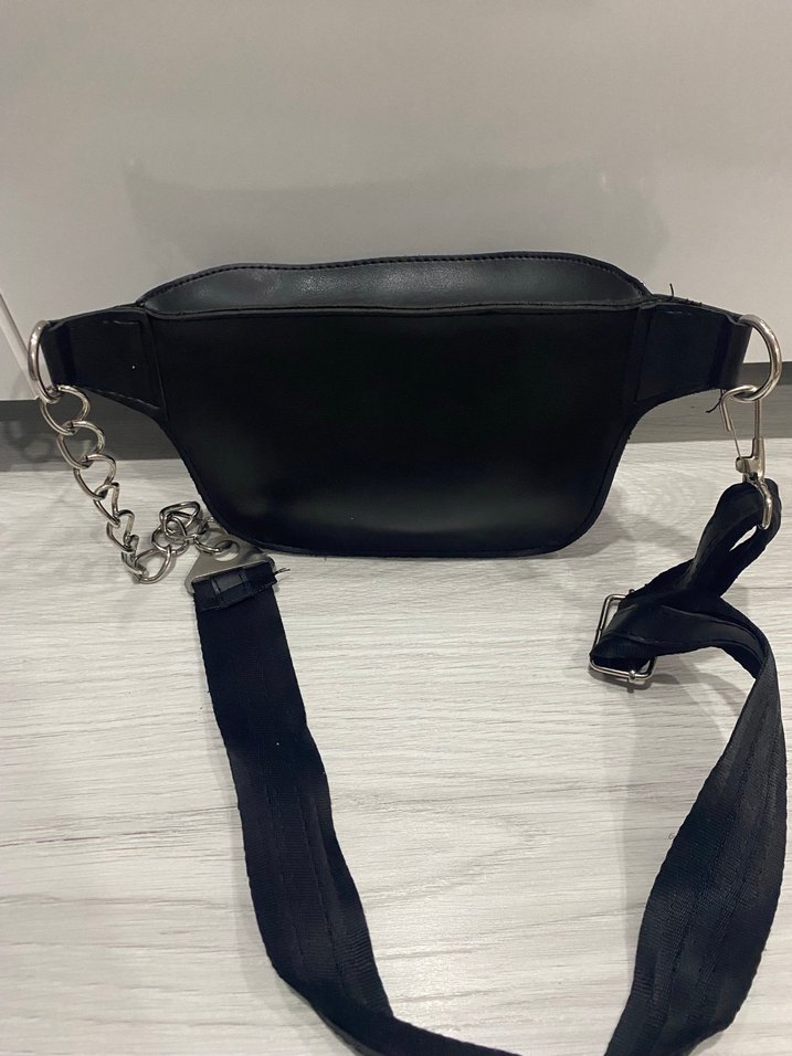 Siyah Deri Bel Çantası Kadın - Görsel 2
