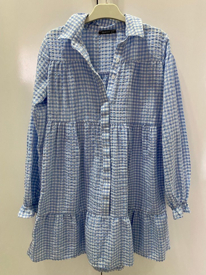 Mavi Pamuklu Uzun Kollu Bohem Gömlek - Görsel 2