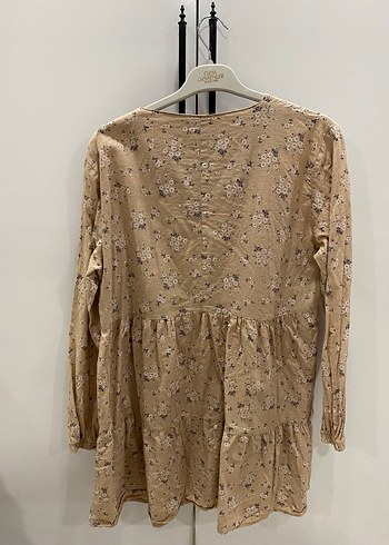 Bej Uzun Kollu Fırfırlı Kadın Tunik - Görsel 2