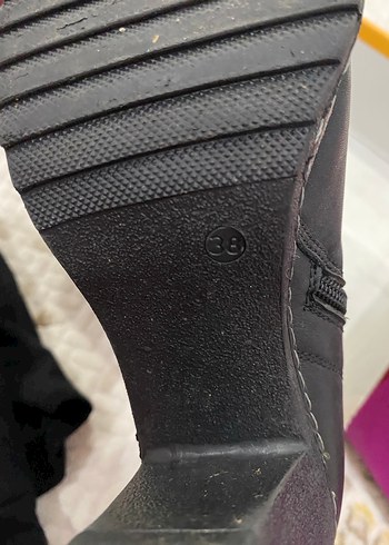 Gri Deri Kadın Blok Topuklu Bot - Görsel 3