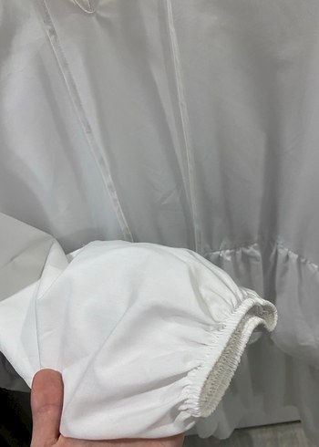 Kadın Beyaz Keten Fırfırlı Mini Tunik - Görsel 3