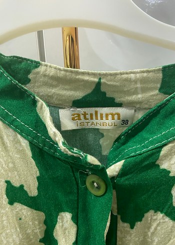 Uzun Yeşil Bağlama Desenli Bohem Elbise - Görsel 3