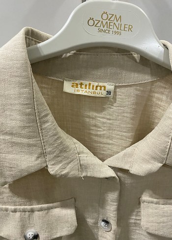 Bej Uzun Kollu Kadın Keten Takım - Görsel 2