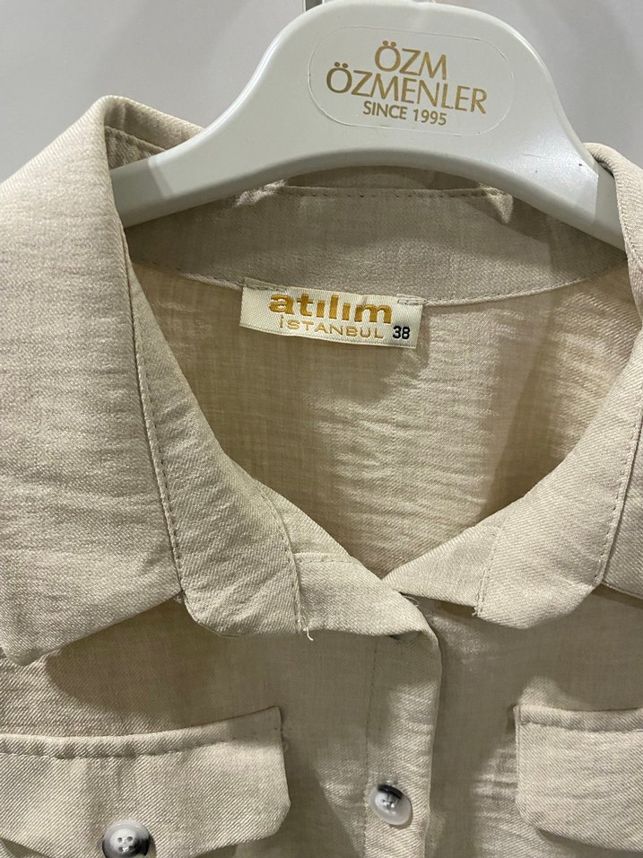 Bej Uzun Kollu Kadın Keten Takım - Görsel 2