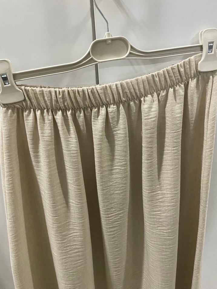 Bej Uzun Kollu Kadın Keten Takım - Görsel 3