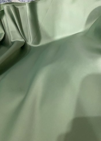 Kadın Haki Midi Saten Uzun Etek - Görsel 4