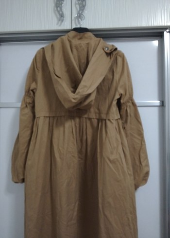 Bej Kadın Uzun Keten Trençkot - Görsel 6