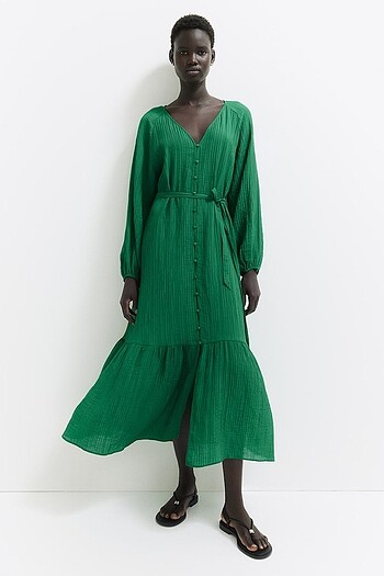 H&M H&M Kuşaklı Krep Elbise