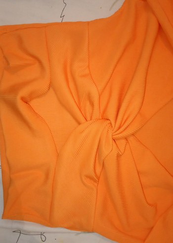 Diğer Turuncu V Yaka Drapeli Uzun Kollu crop