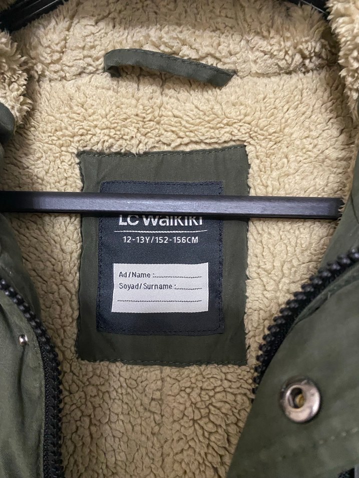 Kapüşonlu Erkek Çocuk Yeşil Fermuarlı Kaban - Görsel 2