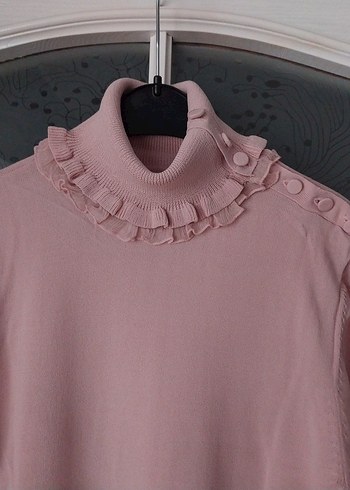 Pembe38-40 Yüksek Yakalı Triko Kazak Herri - Görsel 2