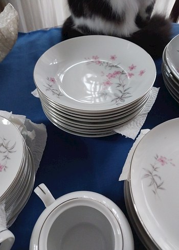 Beyaz Çiçek Desenli Yemek Takımı - Görsel 3