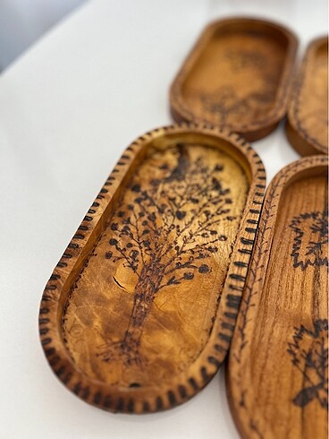 Ahşap yakma sunumluk ahşap yakma yağdanlık altlığı - Görsel 6