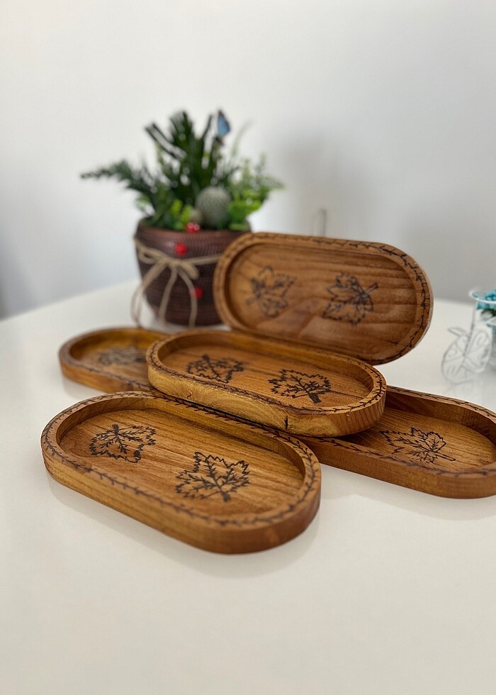 Ahşap yakma sunumluk ahşap yakma yağdanlık altlığı - Görsel 3