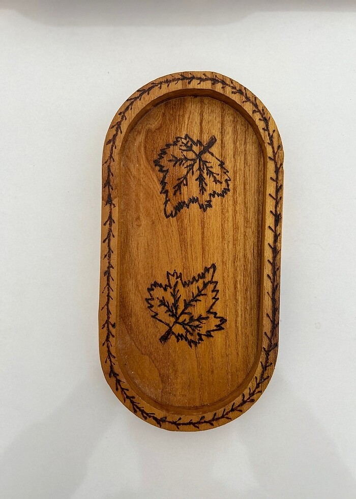 Ahşap yakma sunumluk ahşap yakma yağdanlık altlığı - Görsel 4