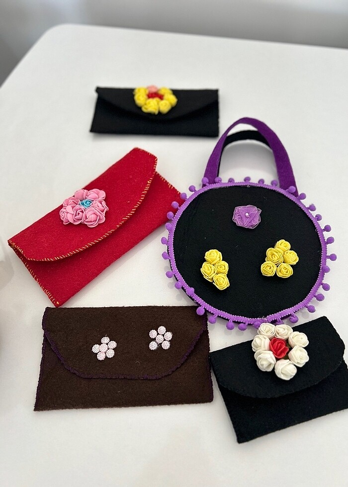 5 adet el yapımı keçe cüzdan ve çanta - Görsel 2