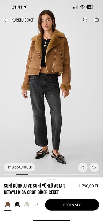 Crop biker ceket