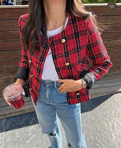 Ekoseli blazer ceket