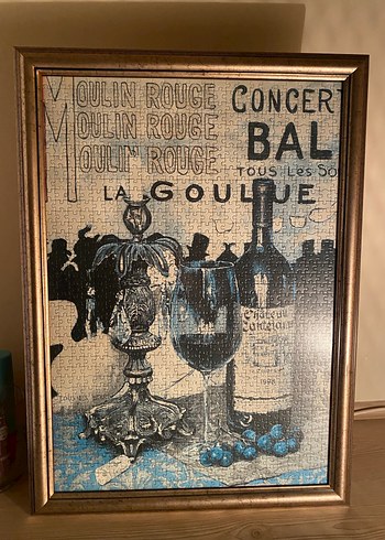 Altın Çerçeveli Vintage Puzzle Tablo - Görsel 4