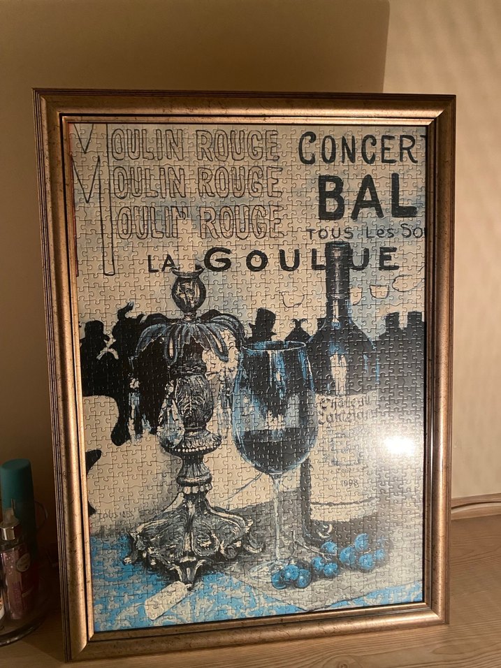 Altın Çerçeveli Vintage Puzzle Tablo - Görsel 2