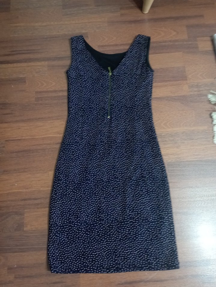 Düğmeli Lacivert Uzun elbise - Görsel 2