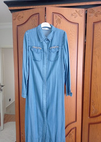40 Beden mavi Renk Setrms marka Nakışlı Mavi Denim Tünik tensel kumaş