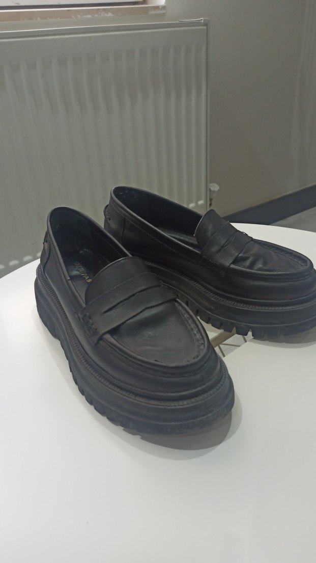 Kadın Siyah Hakiki Deri Platform Tabanlı Loafer Deripabuc marka - Görsel 2