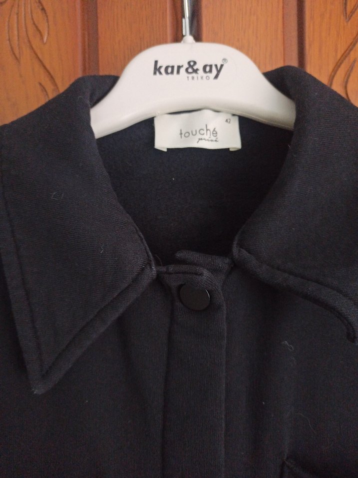 Touché privé marka Düğmeli Siyah Kadın Midi Ceket - Görsel 3