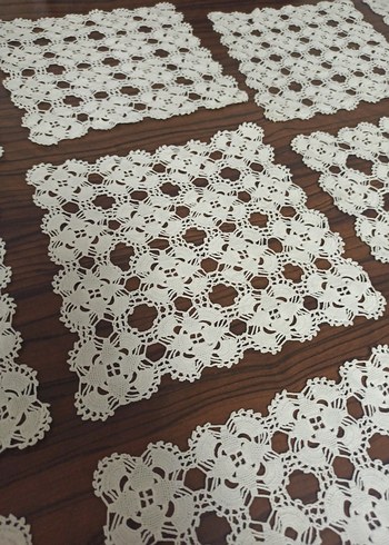 El Yapımı Dantel vitrin Örtüsü Seti - Görsel 2