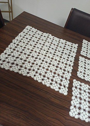 El Yapımı Dantel vitrin Örtüsü Seti - Görsel 3