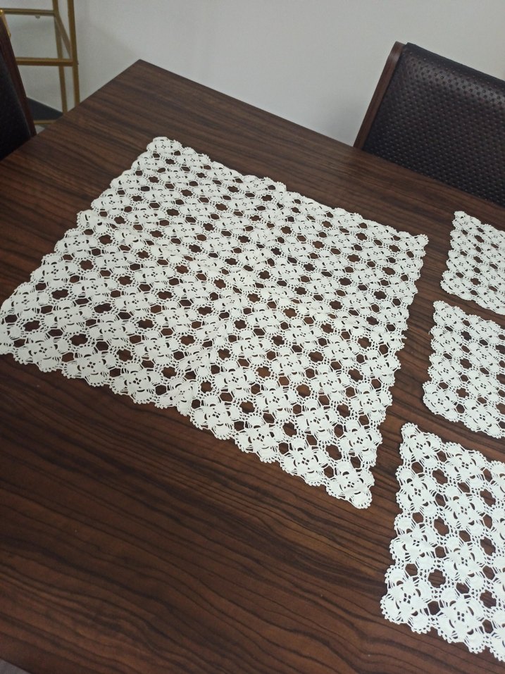 El Yapımı Dantel vitrin Örtüsü Seti - Görsel 3