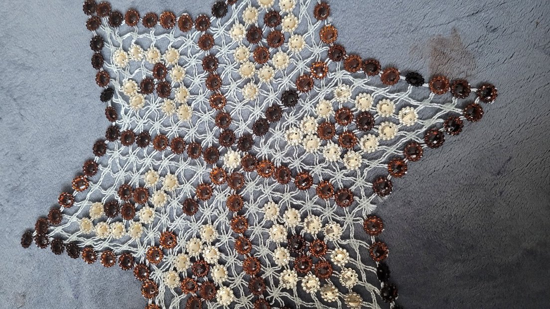 Bohem Tarz El İşi Nakışlı Kahverengi Gri Desen - Görsel 2