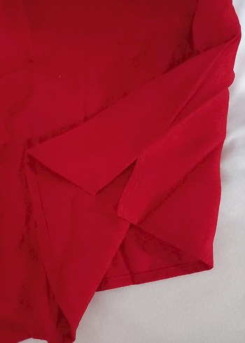 Kırmızı V Yaka Kolsuz Midi Kadın Atlet - Görsel 3