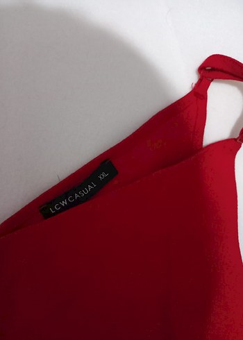 Kırmızı V Yaka Kolsuz Midi Kadın Atlet - Görsel 4