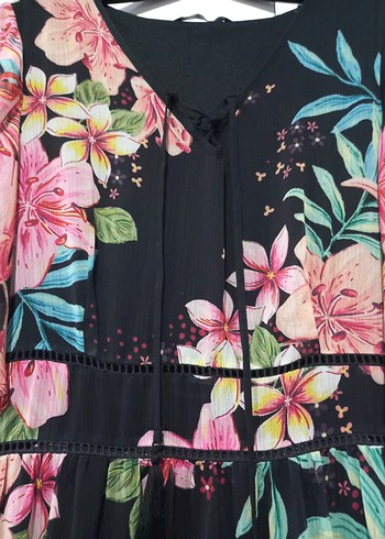 Çiçek Desenli Uzun Bohem Elbise - Görsel 3