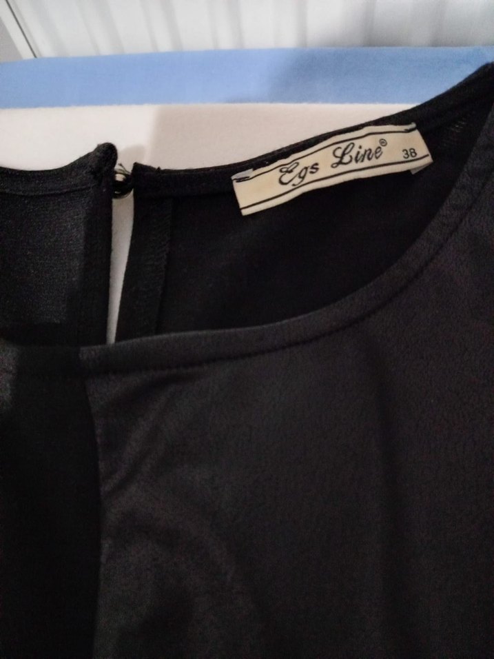 Siyah Midi Uzunlukta Dirsek Kol Kadın Elbise - Görsel 5